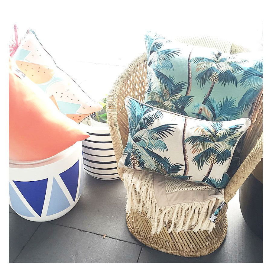 Cushion Cover-With Piping-Palm Trees Lagoon-60cm x 60cm V236-EP12204403WP