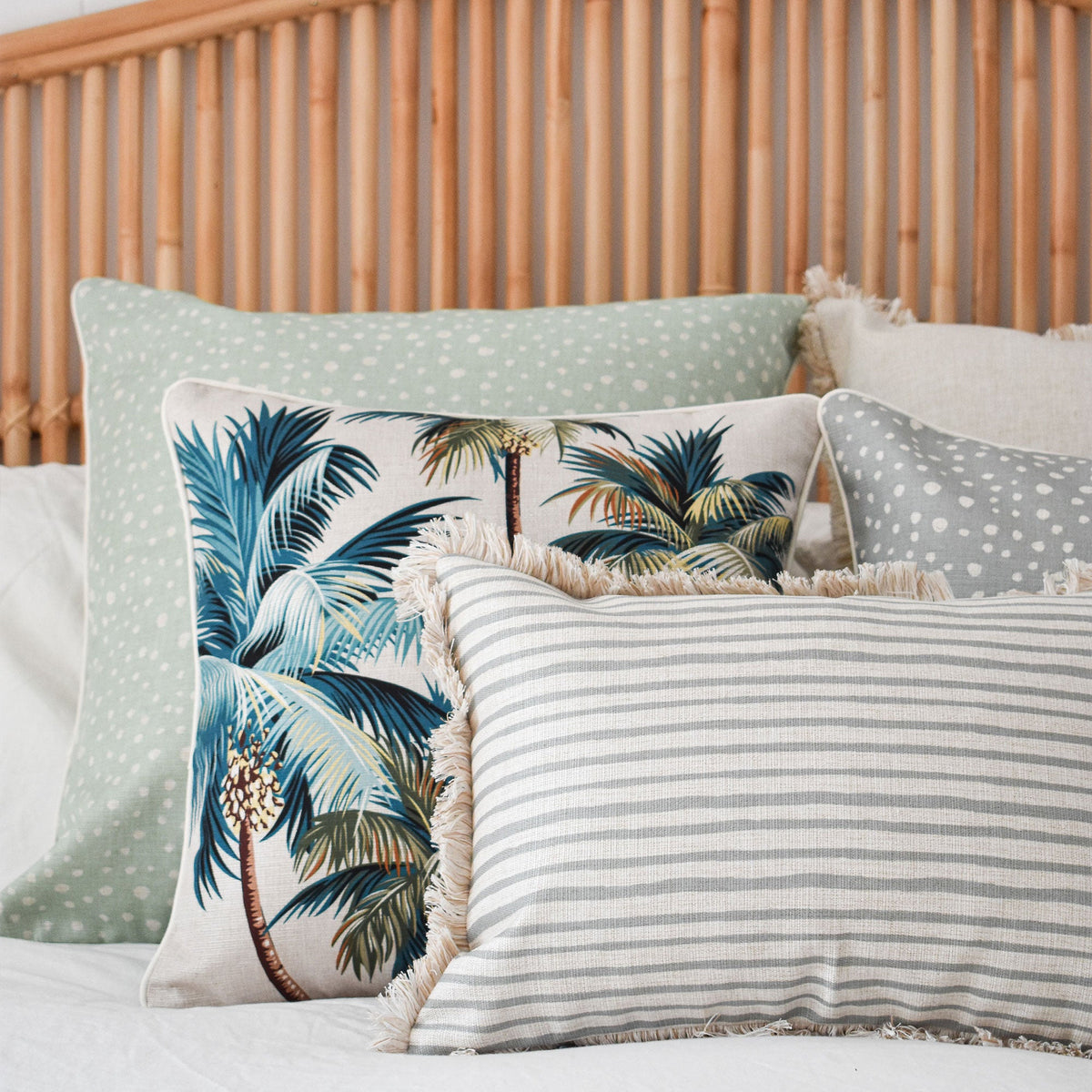 Cushion Cover-With Piping-Palm Trees Natural-45cm x 45cm V236-EP12204502WP
