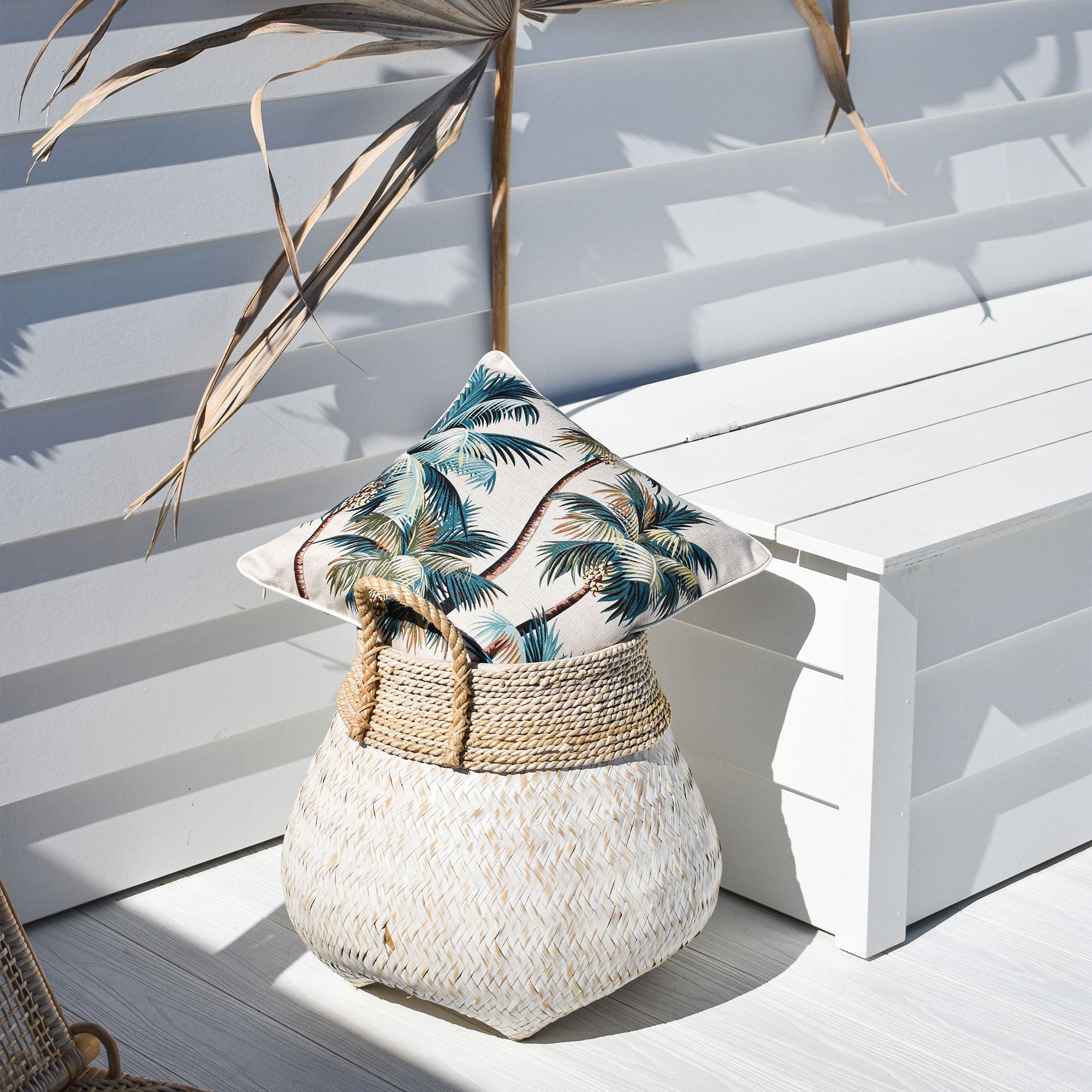 Cushion Cover-With Piping-Palm Trees Natural-45cm x 45cm V236-EP12204502WP