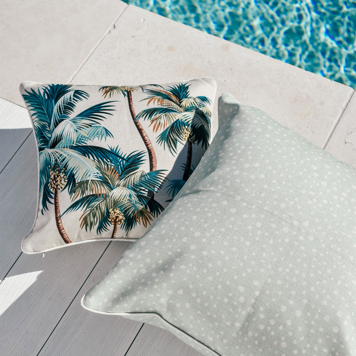 Cushion Cover-With Piping-Palm Trees Natural-45cm x 45cm V236-EP12204502WP