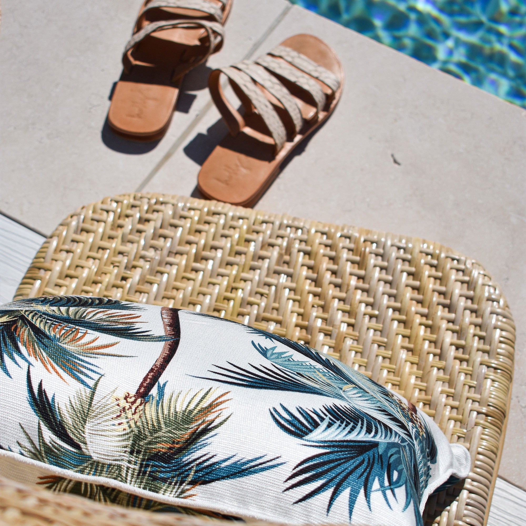 Cushion Cover-With Piping-Palm Trees White-35cm x 50cm V236-EP12204601WP