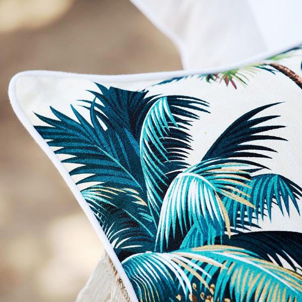 Cushion Cover-With Piping-Palm Trees White-35cm x 50cm V236-EP12204601WP