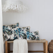 Cushion Cover-Coastal Fringe Natural-Palm Trees White-45cm x 45cm V236-EP12204602CF