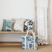 Cushion Cover-Coastal Fringe Natural-Palm Trees White-45cm x 45cm V236-EP12204602CF