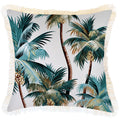 Cushion Cover-Coastal Fringe Natural-Palm Trees White-45cm x 45cm V236-EP12204602CF