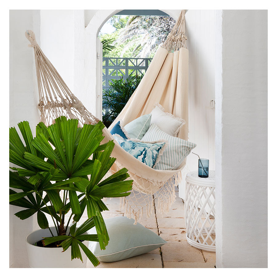 Cushion Cover-Coastal Fringe Natural-Solid Natural-45cm x 45cm V236-EP12218002FNCT