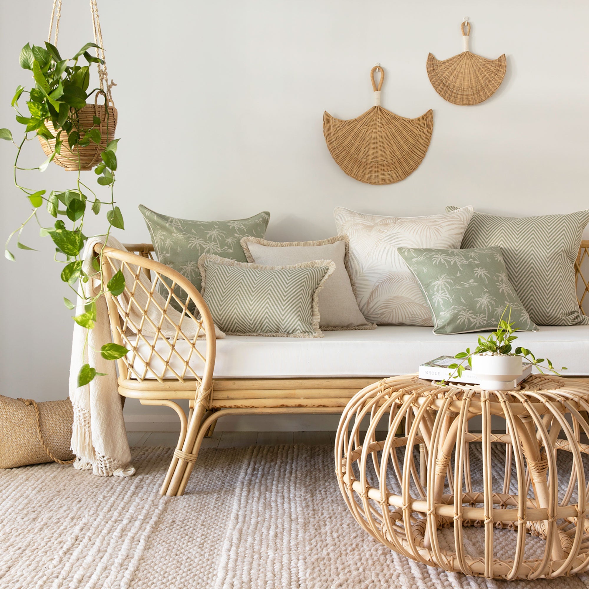 Cushion Cover-Coastal Fringe Natural-Solid Natural-45cm x 45cm V236-EP12218002FNCT