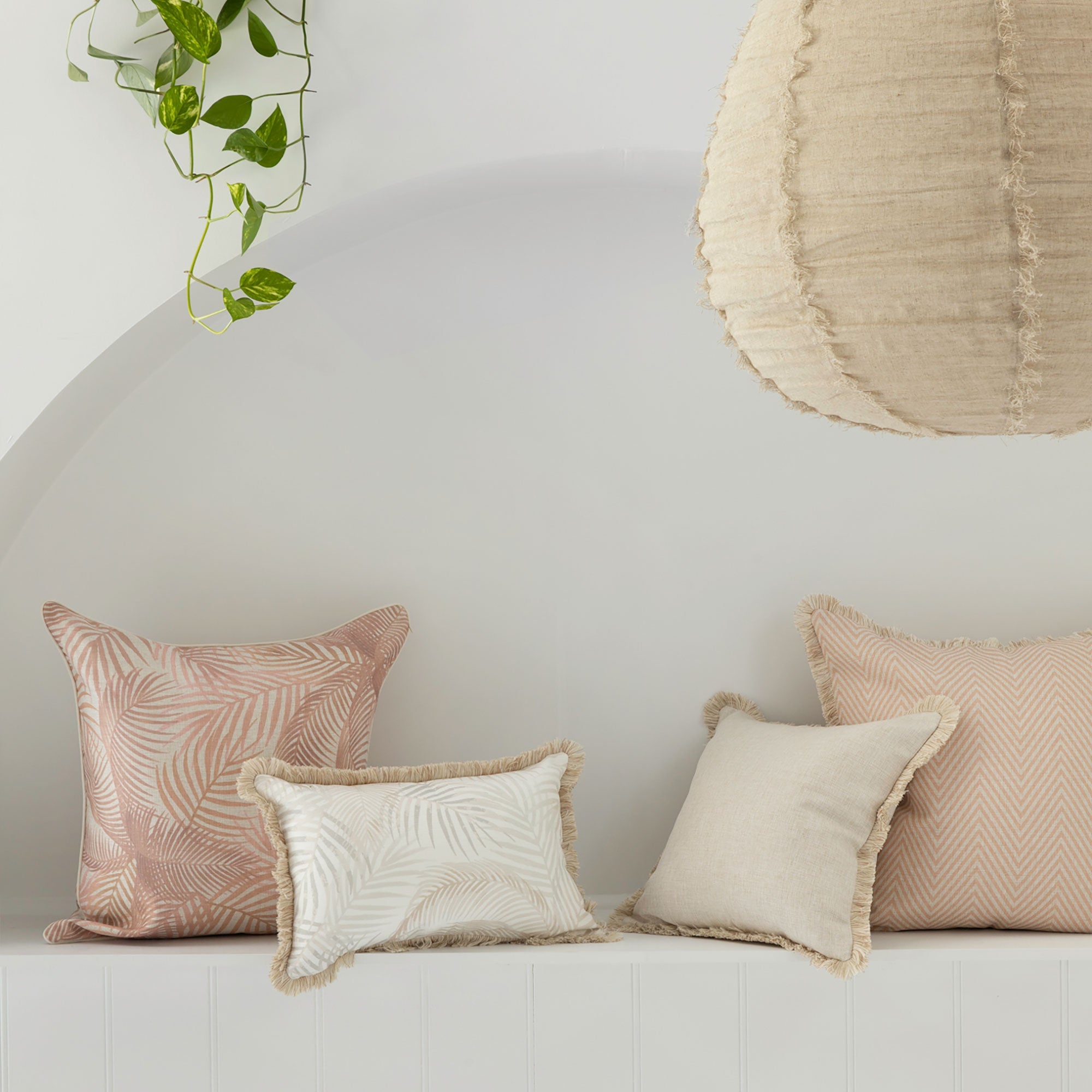Cushion Cover-Coastal Fringe Natural-Solid Natural-45cm x 45cm V236-EP12218002FNCT