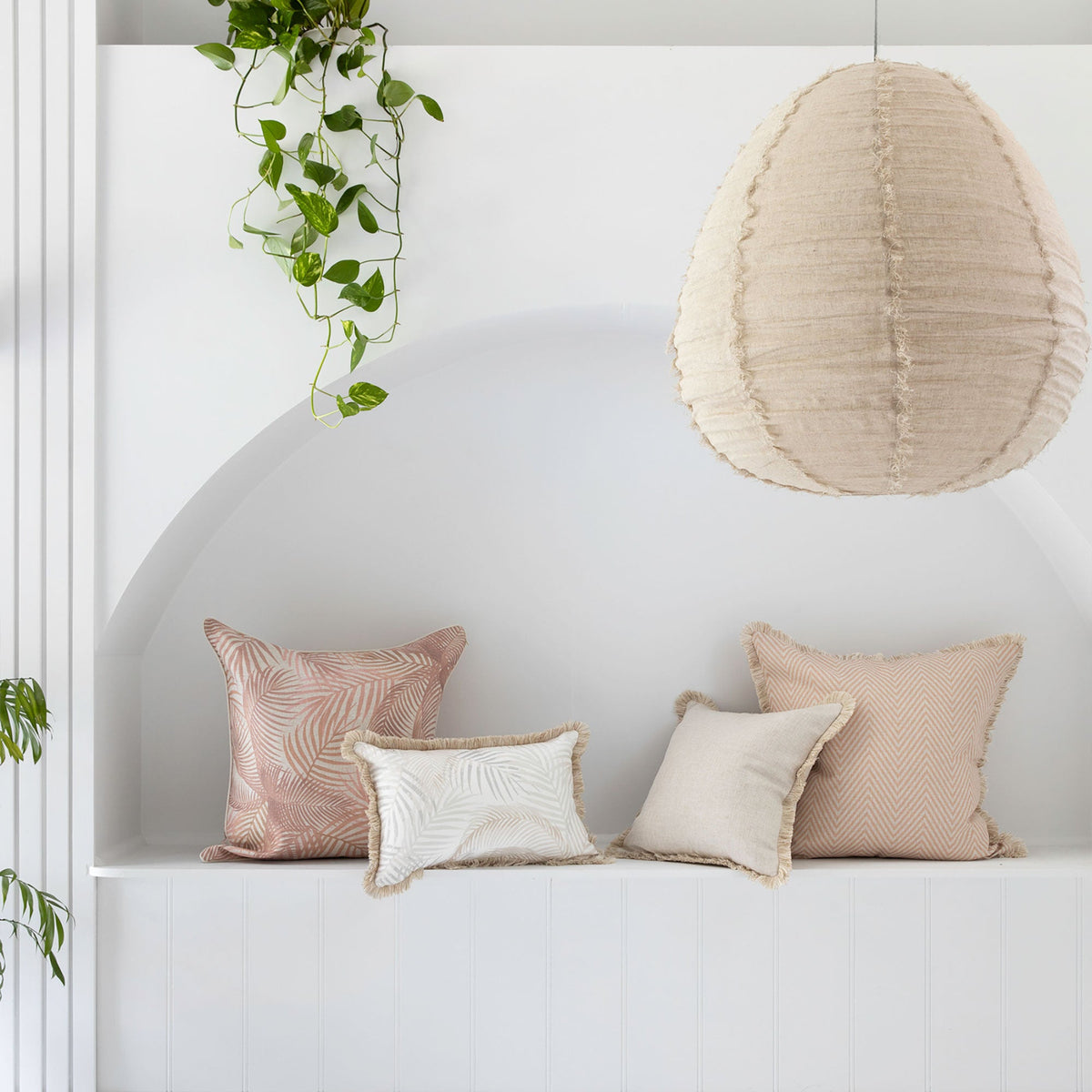 Cushion Cover-Coastal Fringe Natural-Solid Natural-45cm x 45cm V236-EP12218002FNCT