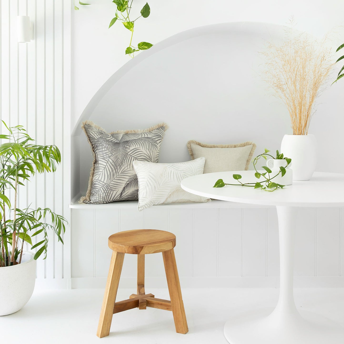 Cushion Cover-Coastal Fringe Natural-Solid Natural-45cm x 45cm V236-EP12218002FNCT