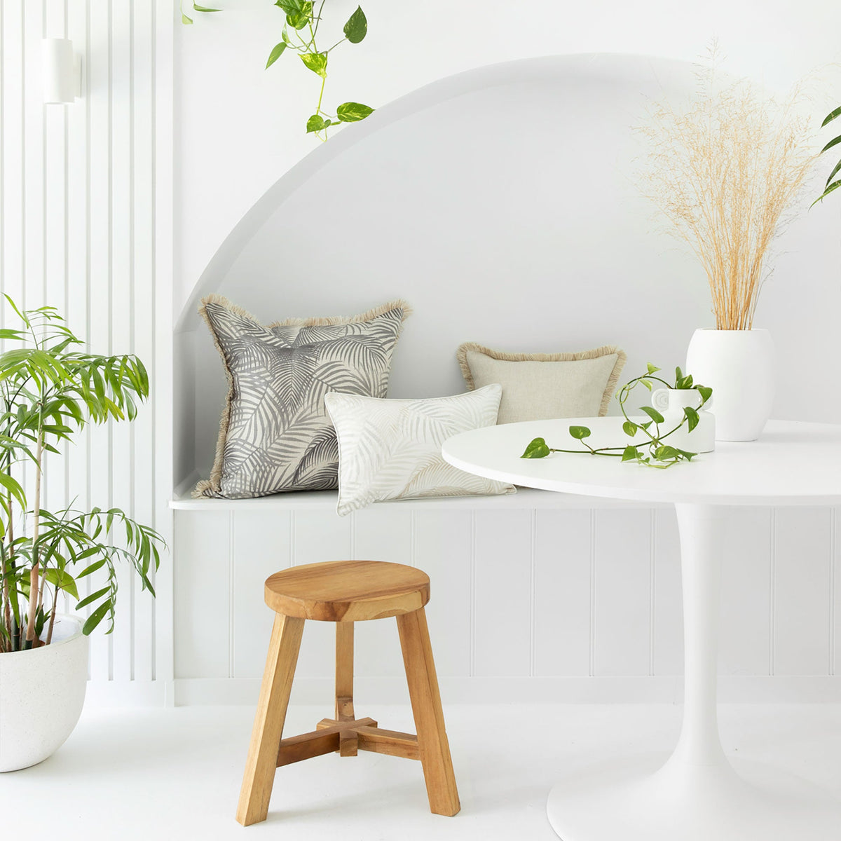 Cushion Cover-Coastal Fringe Natural-Solid Natural-45cm x 45cm V236-EP12218002FNCT
