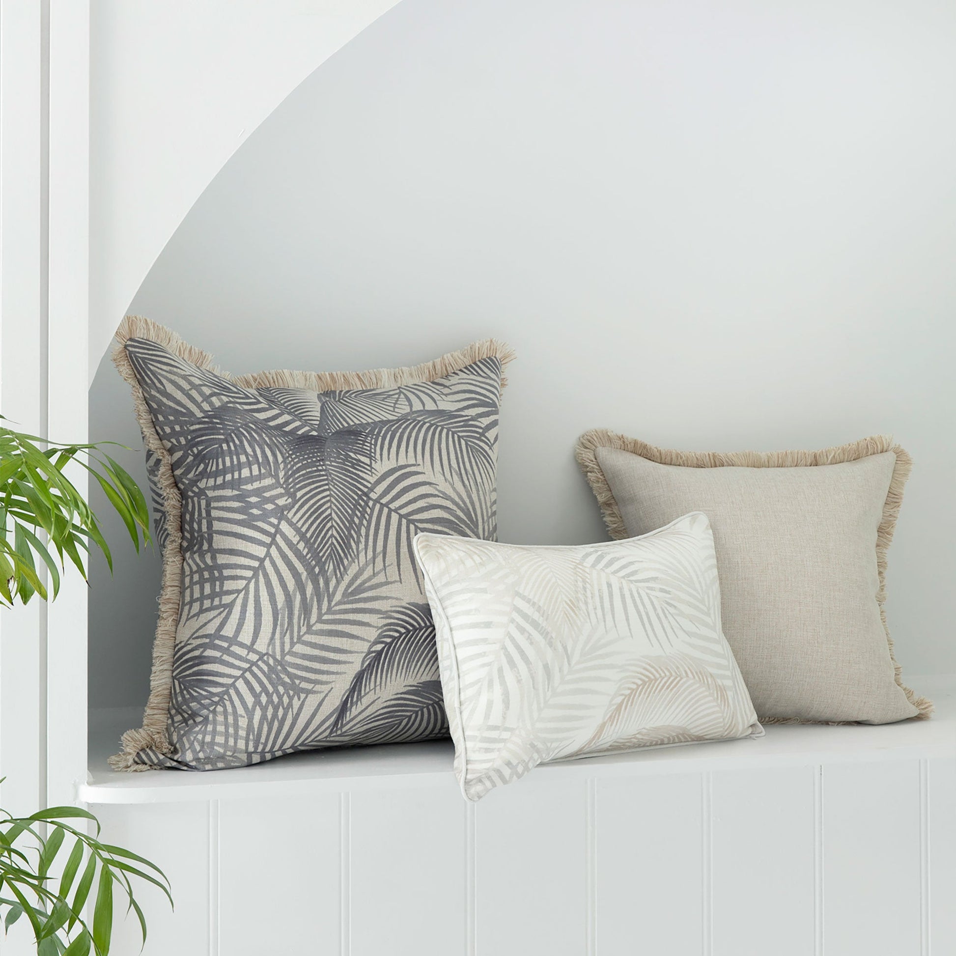 Cushion Cover-Coastal Fringe Natural-Seminyak Smoke-60cm x 60cm V236-EP13224503CF
