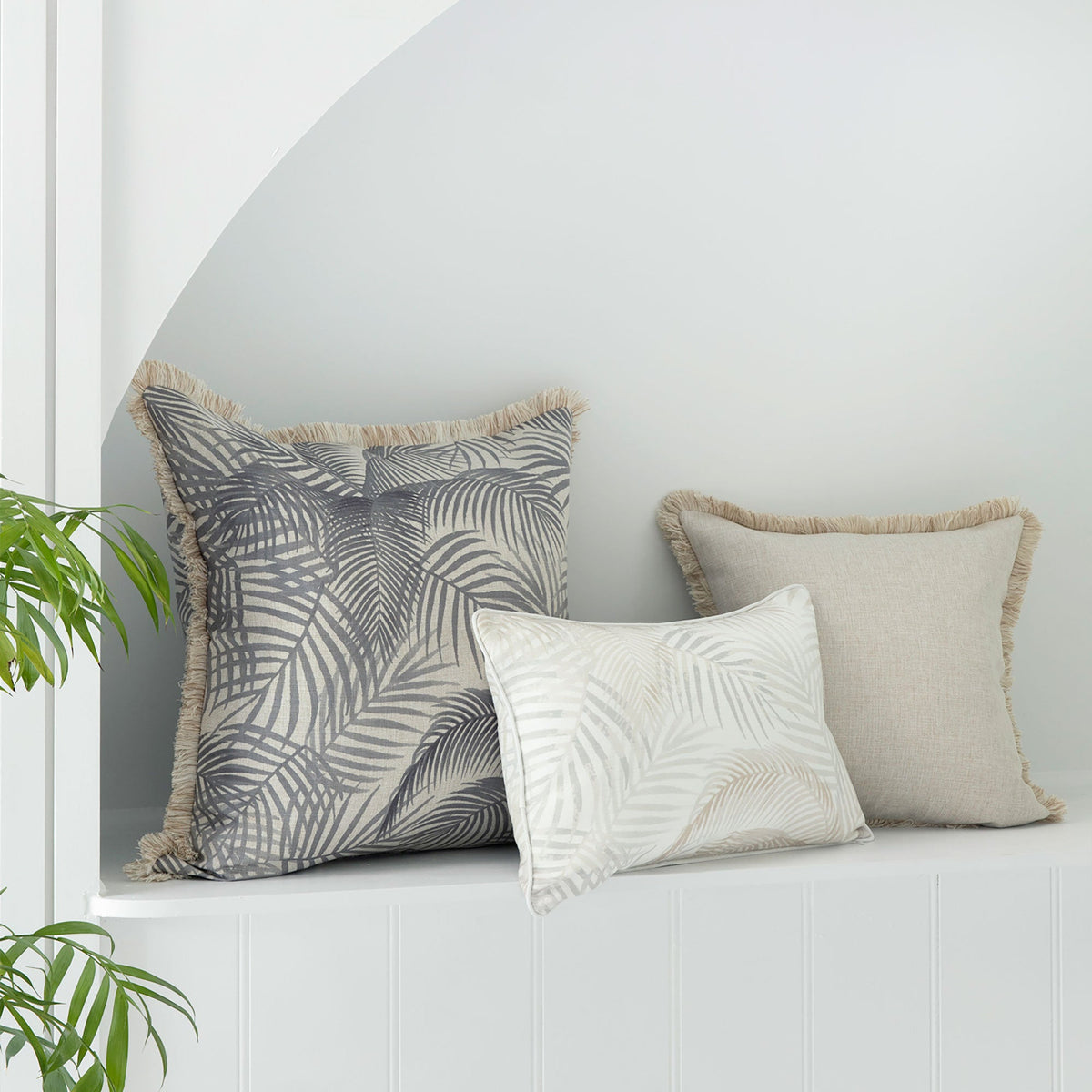 Cushion Cover-Coastal Fringe Natural-Seminyak Smoke-60cm x 60cm V236-EP13224503CF