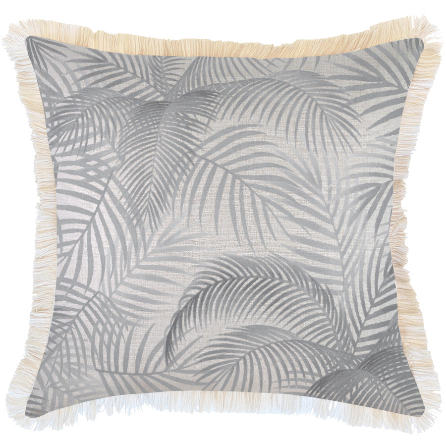 Cushion Cover-Coastal Fringe Natural-Seminyak Smoke-60cm x 60cm V236-EP13224503CF