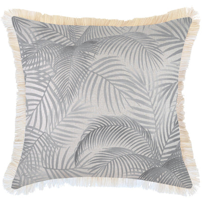 Cushion Cover-Coastal Fringe Natural-Seminyak Smoke-60cm x 60cm V236-EP13224503CF
