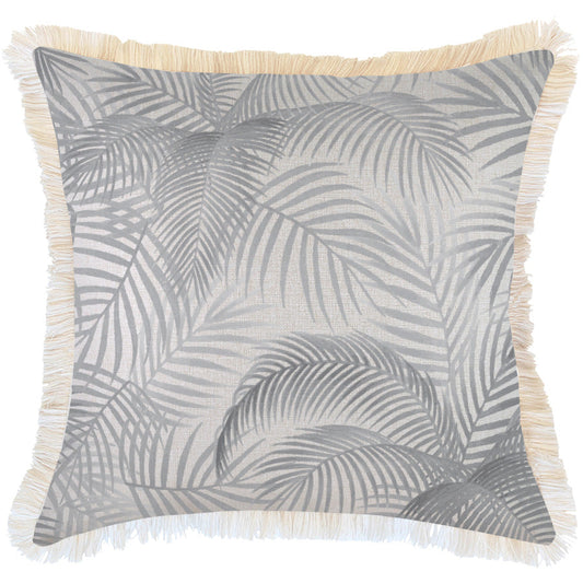 Cushion Cover-Coastal Fringe Natural-Seminyak Smoke-60cm x 60cm V236-EP13224503CF
