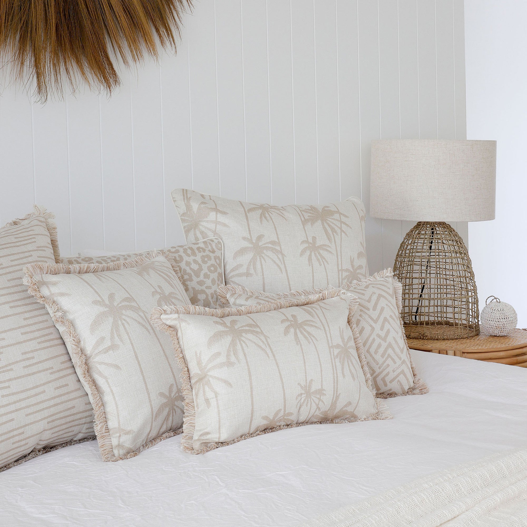 Cushion Cover-Coastal Fringe-Tall-Palms-Beige-35cm x 50cm V236-EP13227201CF