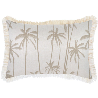Cushion Cover-Coastal Fringe-Tall-Palms-Beige-35cm x 50cm V236-EP13227201CF