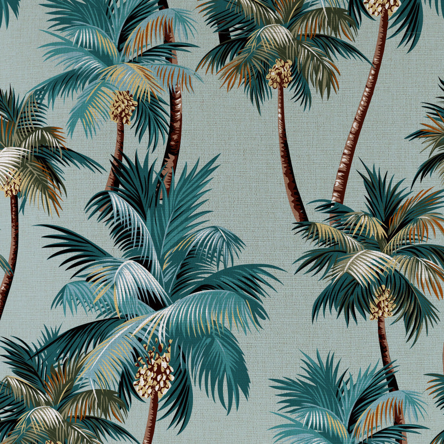 Cushion Cover-Coastal Fringe Natural-Palm Trees Seafoam-35cm x 50cm V236-EP13229001CF