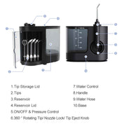 Orku 1000ml Water Flosser Electric Oral Irrigator - Adjustable Pressure Black V238-SUPDZ-109164920838
