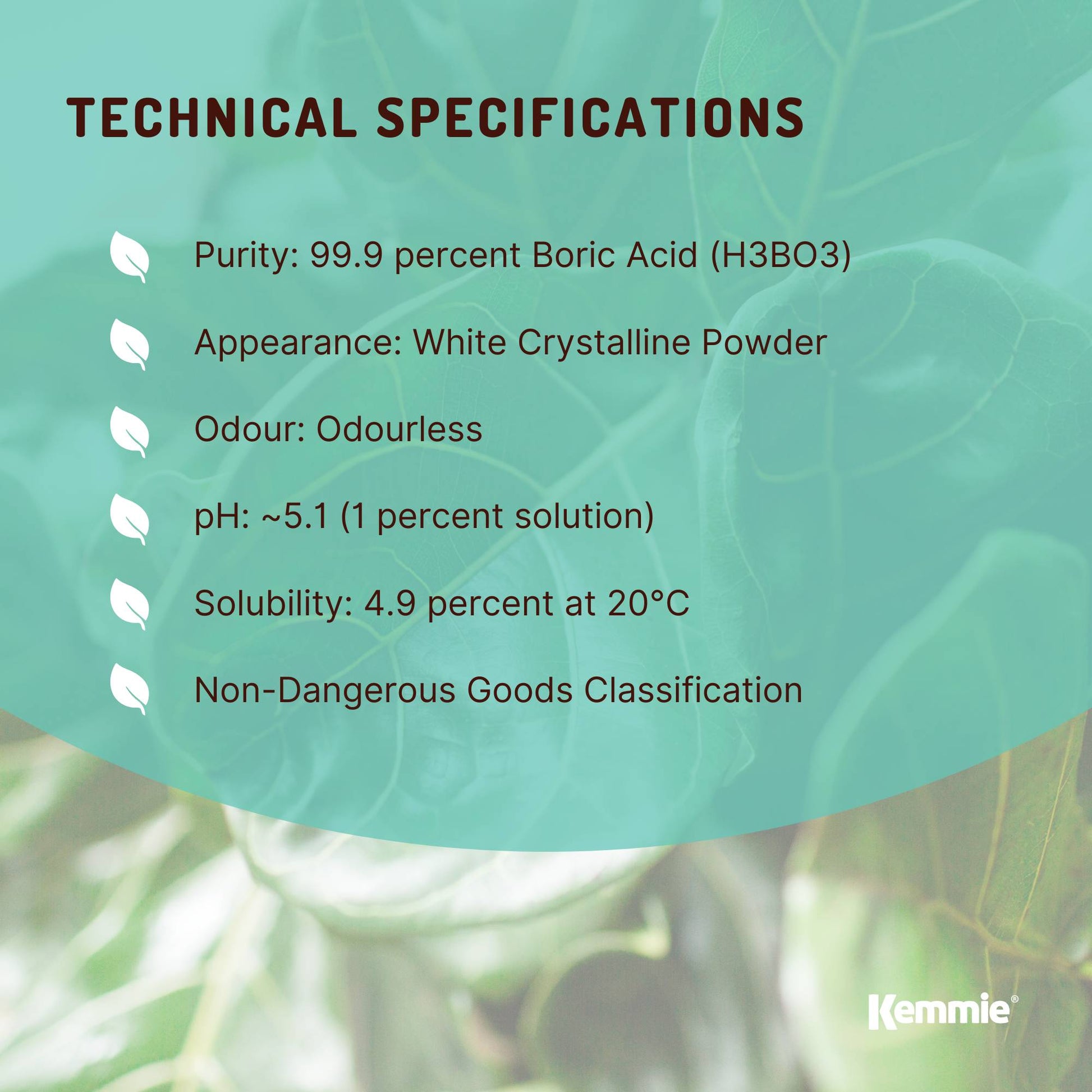 Kemmie 100g Boric Acid Powder 99.9% Pure - Soluble Orthoboric Acid H3BO3 V238-SUPDZ-1161597812742