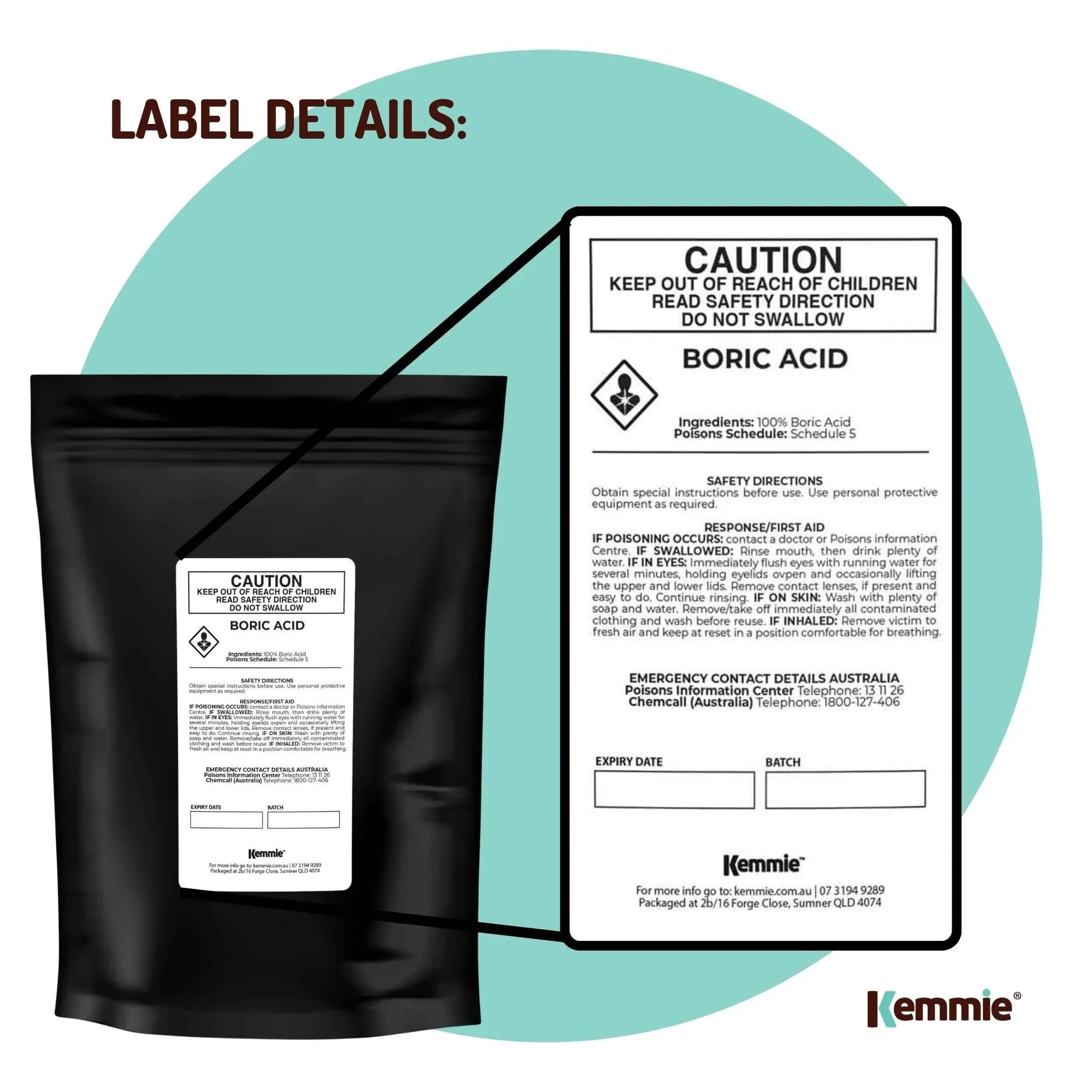 Kemmie 2Kg Boric Acid Powder 99.9% Pure - Soluble Orthoboric Acid H3BO3 V238-SUPDZ-1161650667526