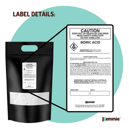 Kemmie 20Kg Boric Acid Powder 99.9% Pure - Soluble Orthoboric Acid H3BO3 V238-SUPDZ-1161650798598