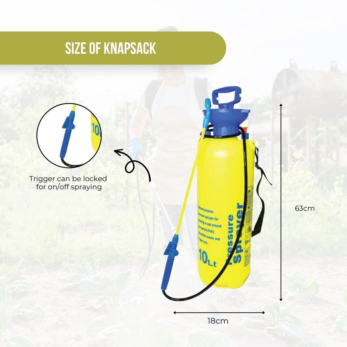10L Pressure Sprayer - Knapsack Garden Pump For Liquids - Yard Weed Plants V238-SUPDZ-12184777850960