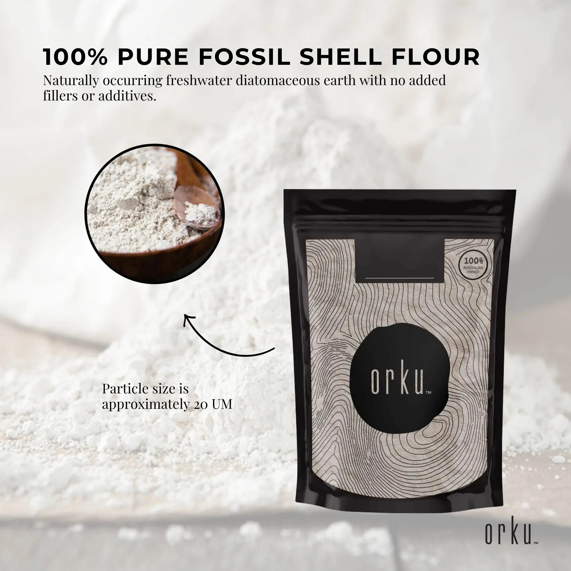 Orku 50g Fine Diatomaceous Earth - Food Grade FCC Fossil Shell Flour Powder V238-SUPDZ-12295728627792