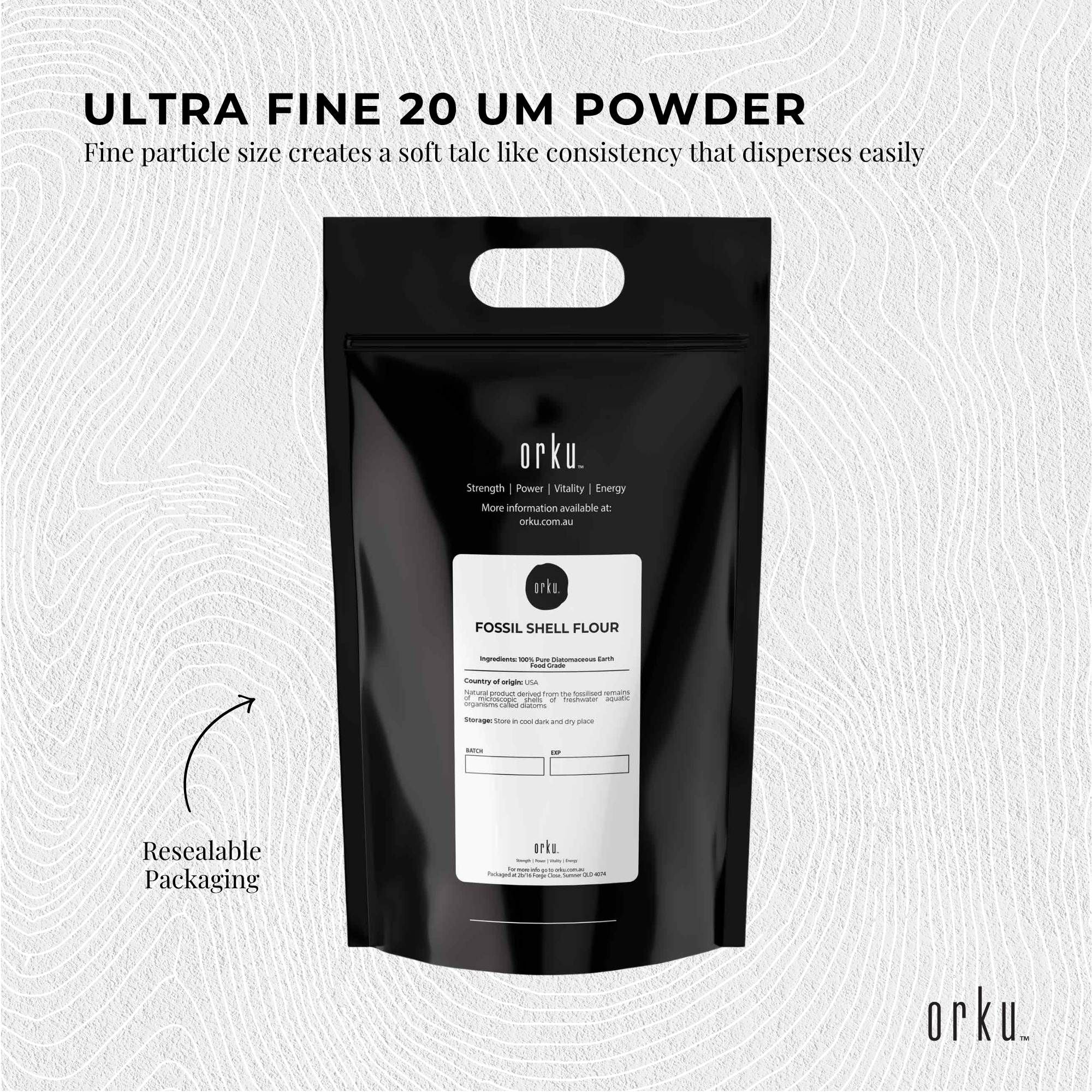 Orku 10Kg Fine Diatomaceous Earth - Food Grade FCC Fossil Shell Flour Powder V238-SUPDZ-12295728889936