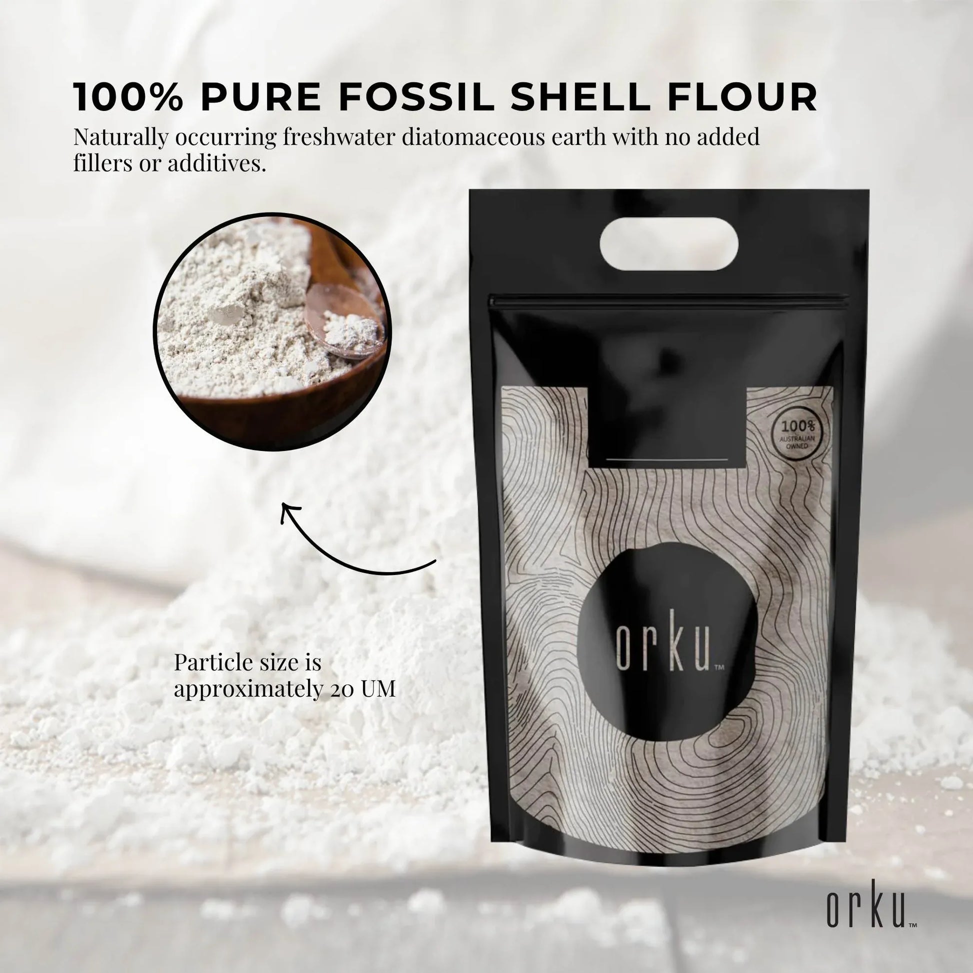 Orku 10Kg Fine Diatomaceous Earth - Food Grade FCC Fossil Shell Flour Powder V238-SUPDZ-12295728889936