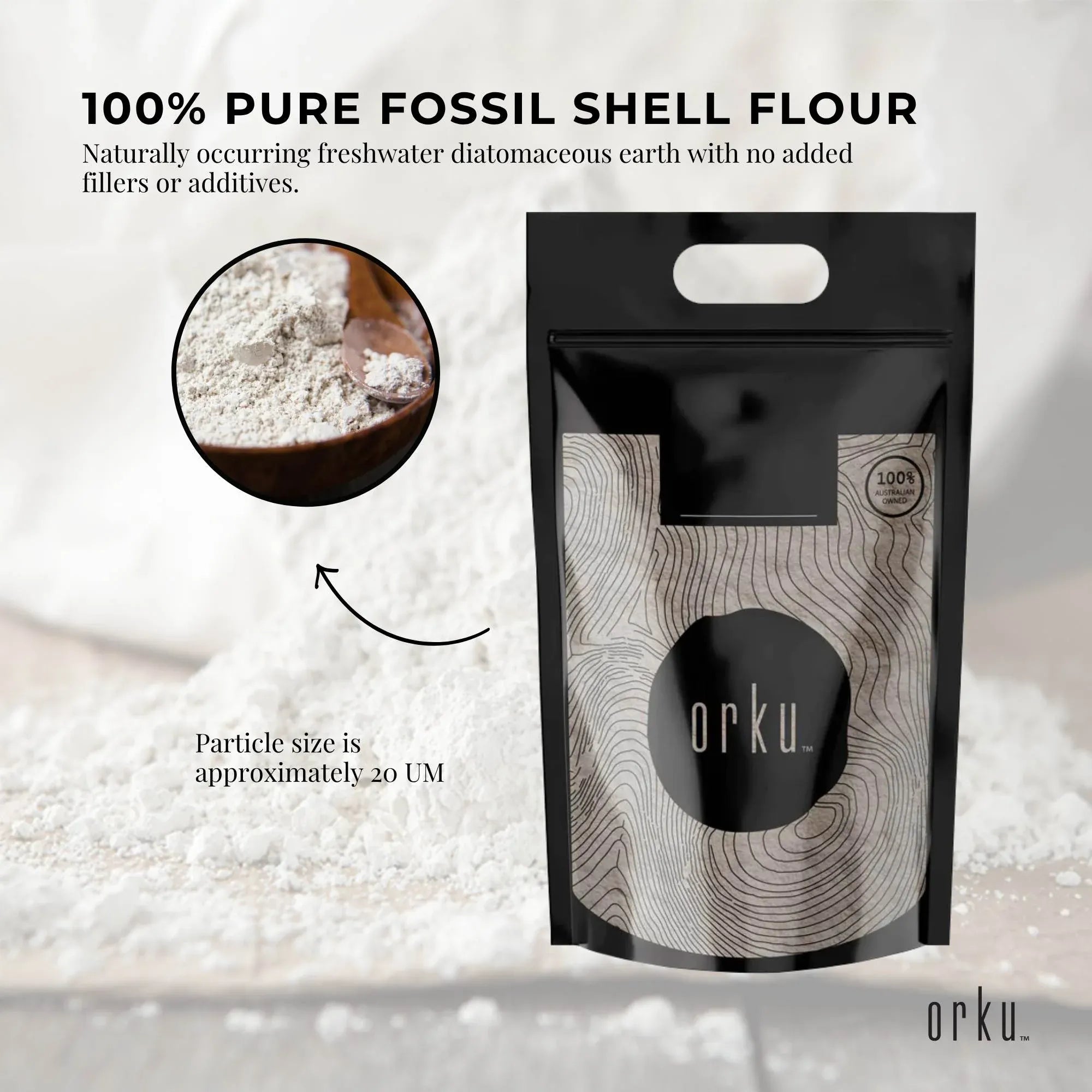 Orku 10Kg Fine Diatomaceous Earth - Food Grade FCC Fossil Shell Flour Powder V238-SUPDZ-12295728889936