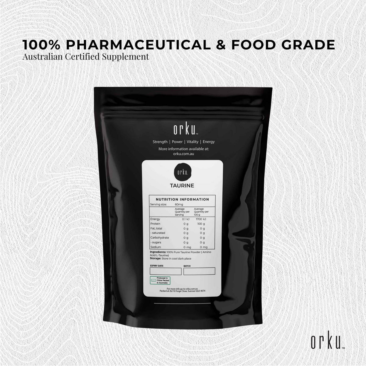 Orku 400g Taurine Powder - High Purity L-Taurine Amino Acid Ingredient V238-SUPDZ-1230660861958