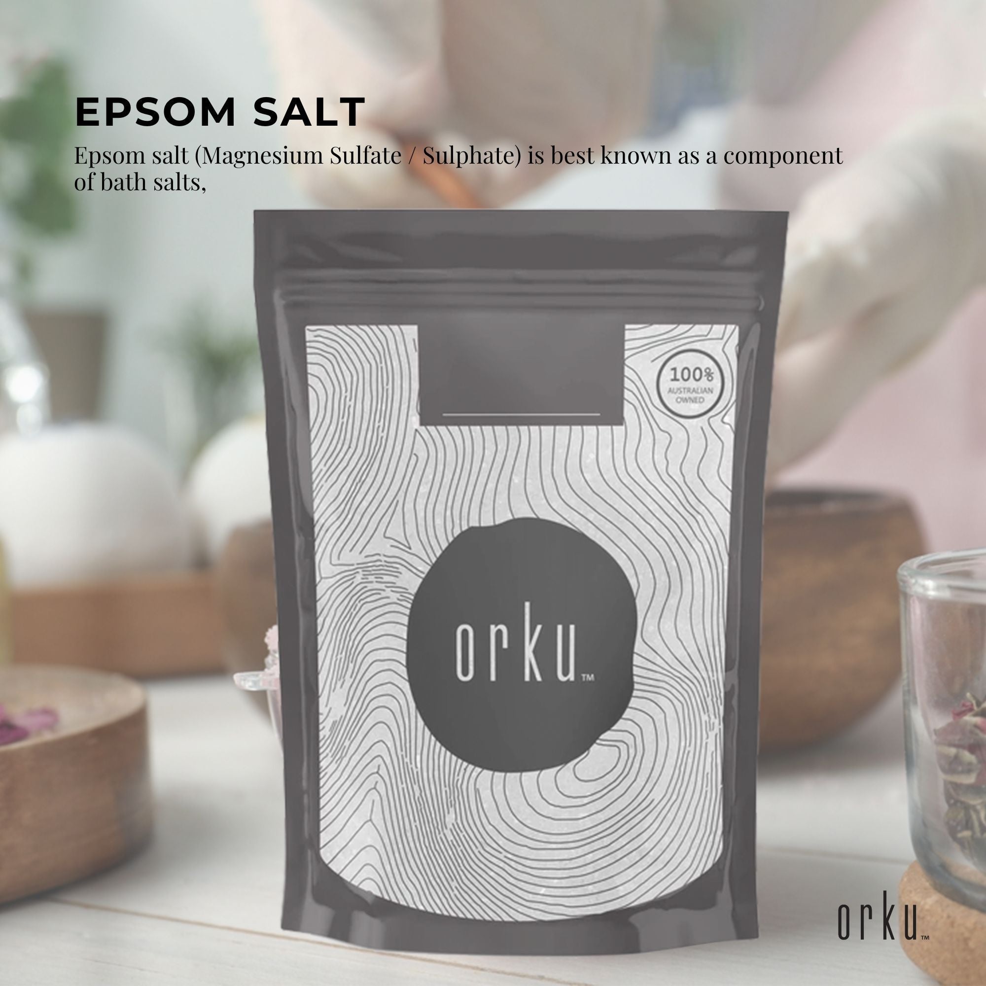 Orku 400g Epsom Salt - Magnesium Sulphate Bath Salts For Skin Body Sulfate V238-SUPDZ-12368078930000