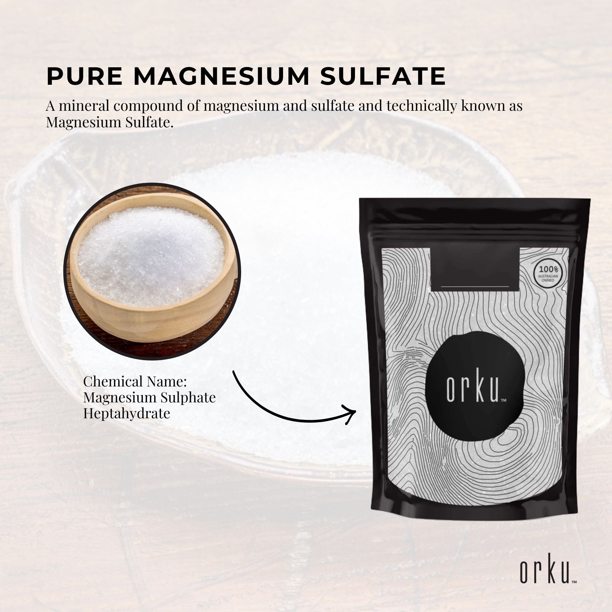 Orku 2Kg Epsom Salt - Magnesium Sulphate Bath Salts For Skin Body Sulfate V238-SUPDZ-12368078995536