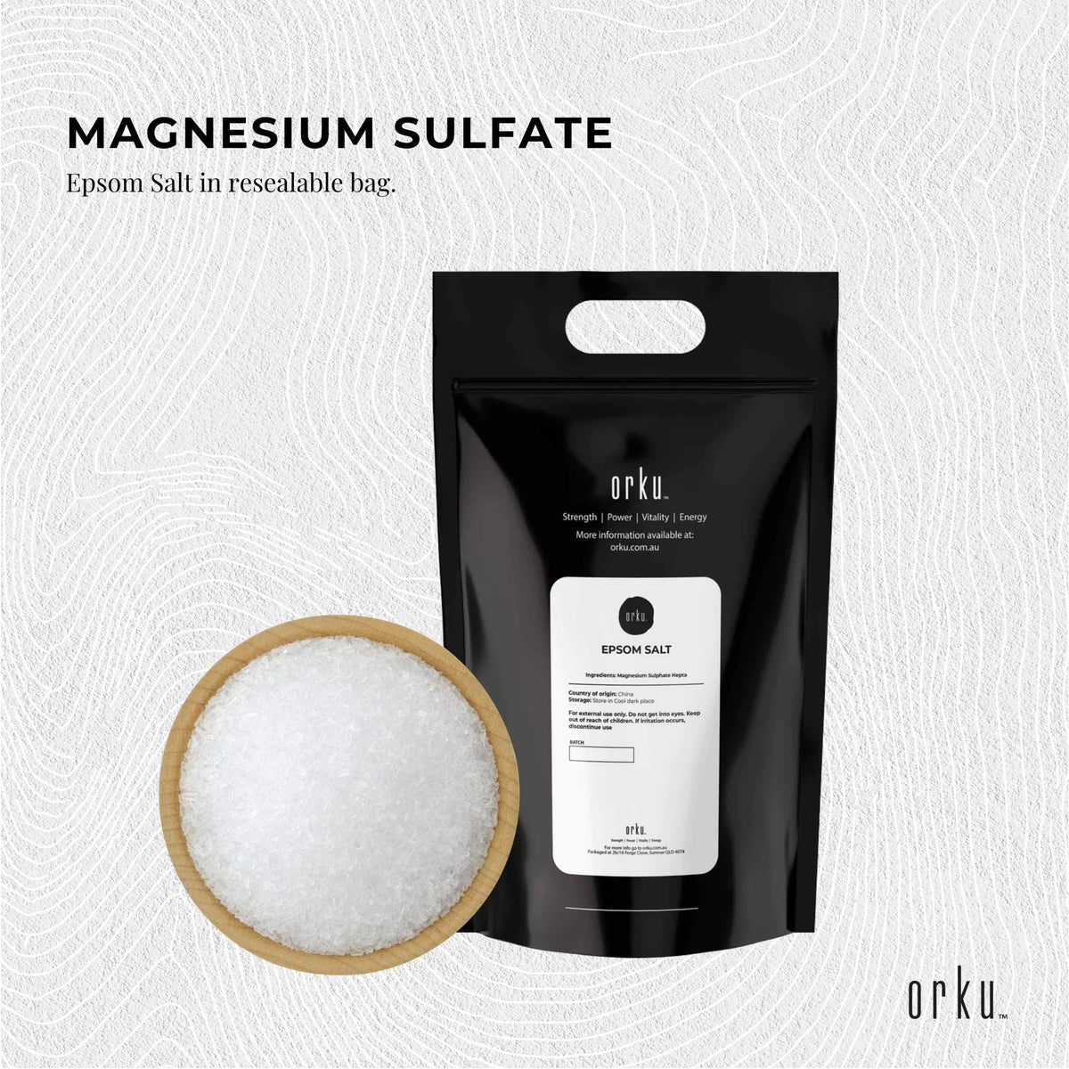 Orku 20Kg Epsom Salt - Magnesium Sulphate Bath Salts For Skin Body Sulfate V238-SUPDZ-12368079093840
