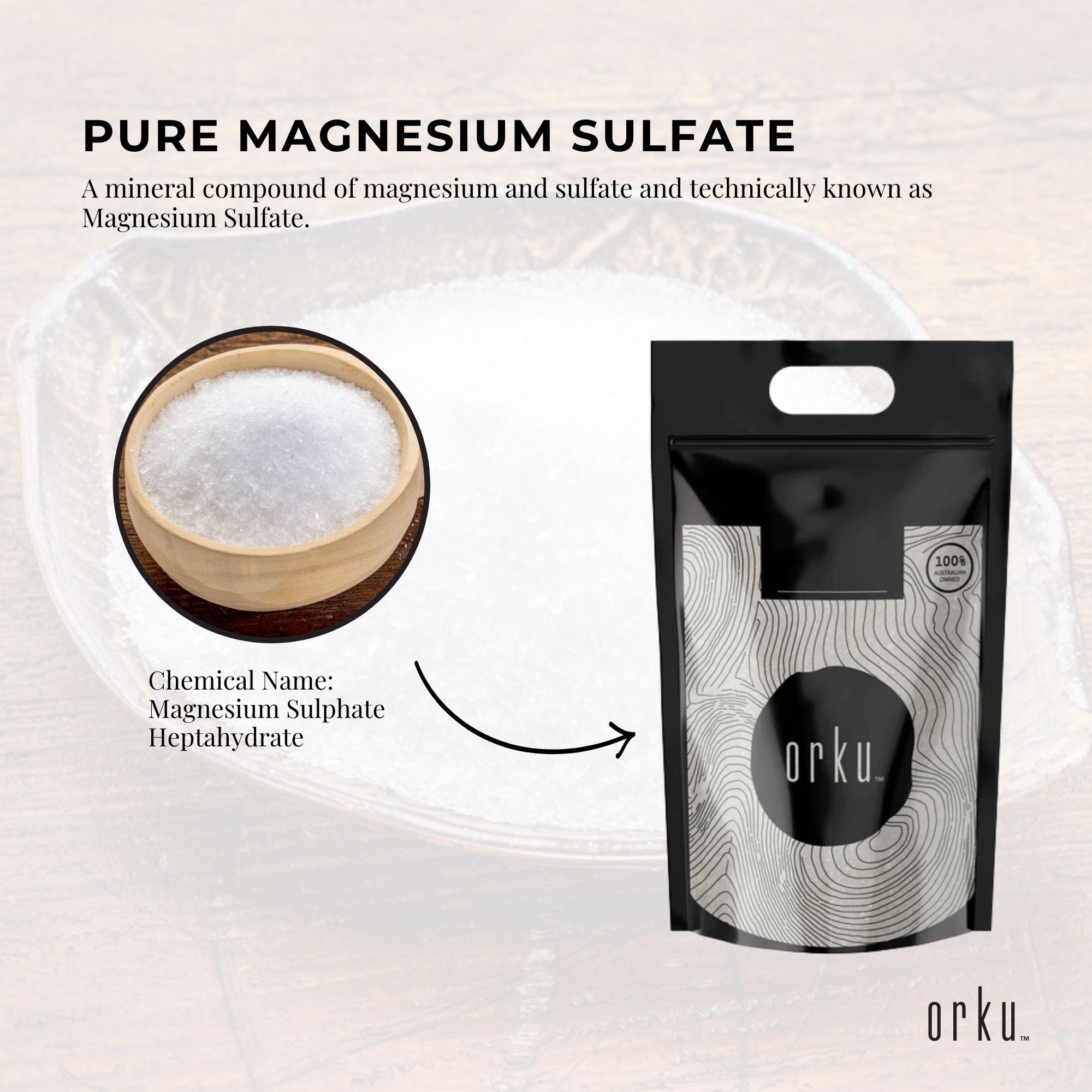 Orku 20Kg Epsom Salt - Magnesium Sulphate Bath Salts For Skin Body Sulfate V238-SUPDZ-12368079093840