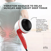 Orku Handheld Body Massager 4 Heads Adjustable Speed 28W Red V238-SUPDZ-12572119433296