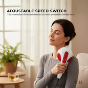 Orku Handheld Body Massager 4 Heads Adjustable Speed 28W Red V238-SUPDZ-12572119433296