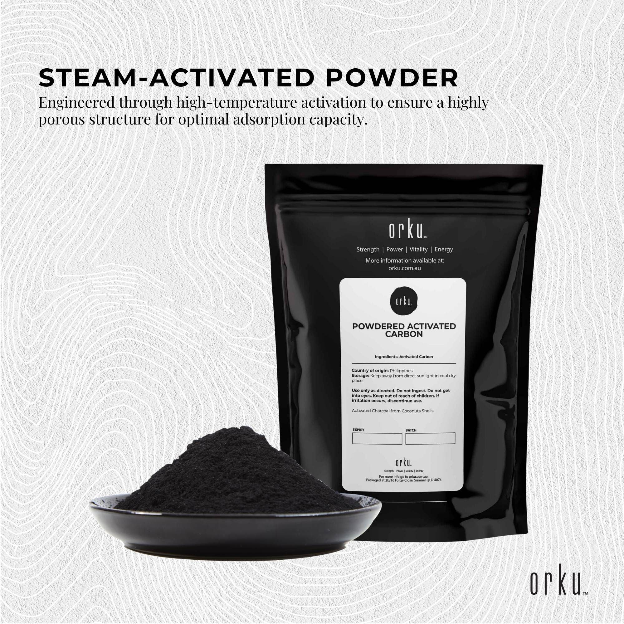 Orku 50g Activated Carbon Powder Coconut Charcoal - Water Filtration V238-SUPDZ-12594314870864