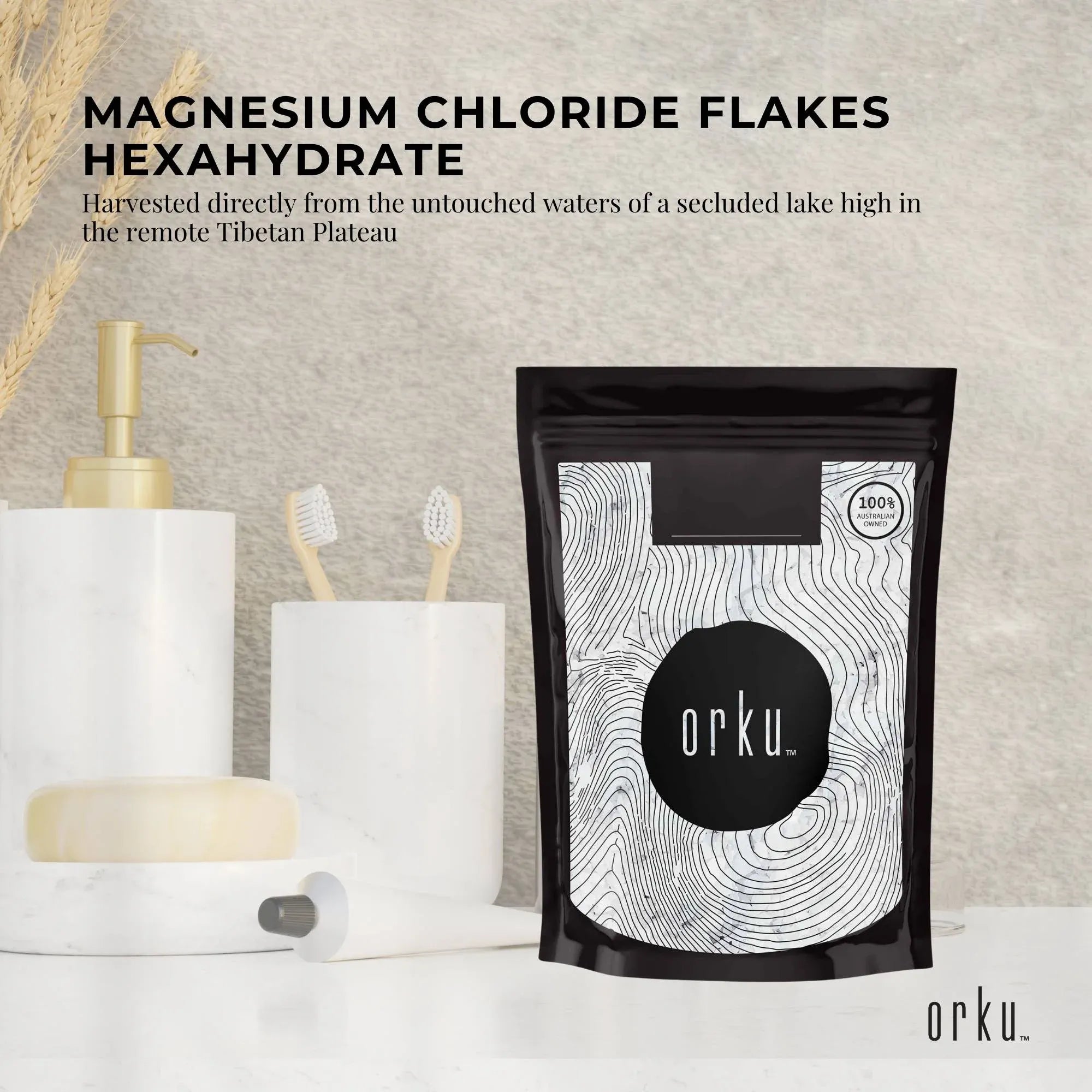 Orku 1Kg Magnesium Chloride Flakes Hexahydrate - FCC USP Spec Bath Salts V238-SUPDZ-12617129590864