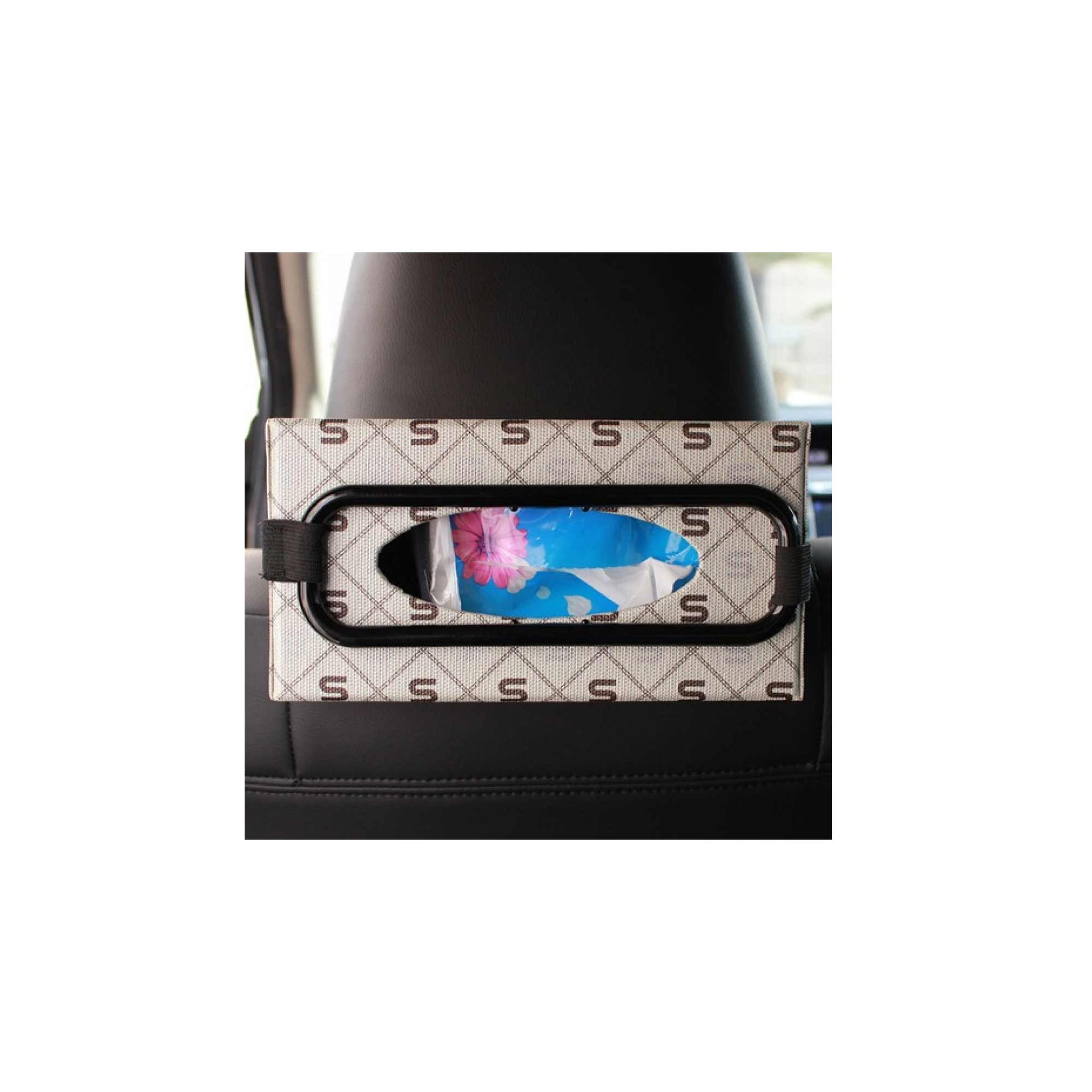 3x Car Tissue Box Holder - Plastic and Elastic Napkin Hanging Organiser Device V238-SUPDZ-16802851078
