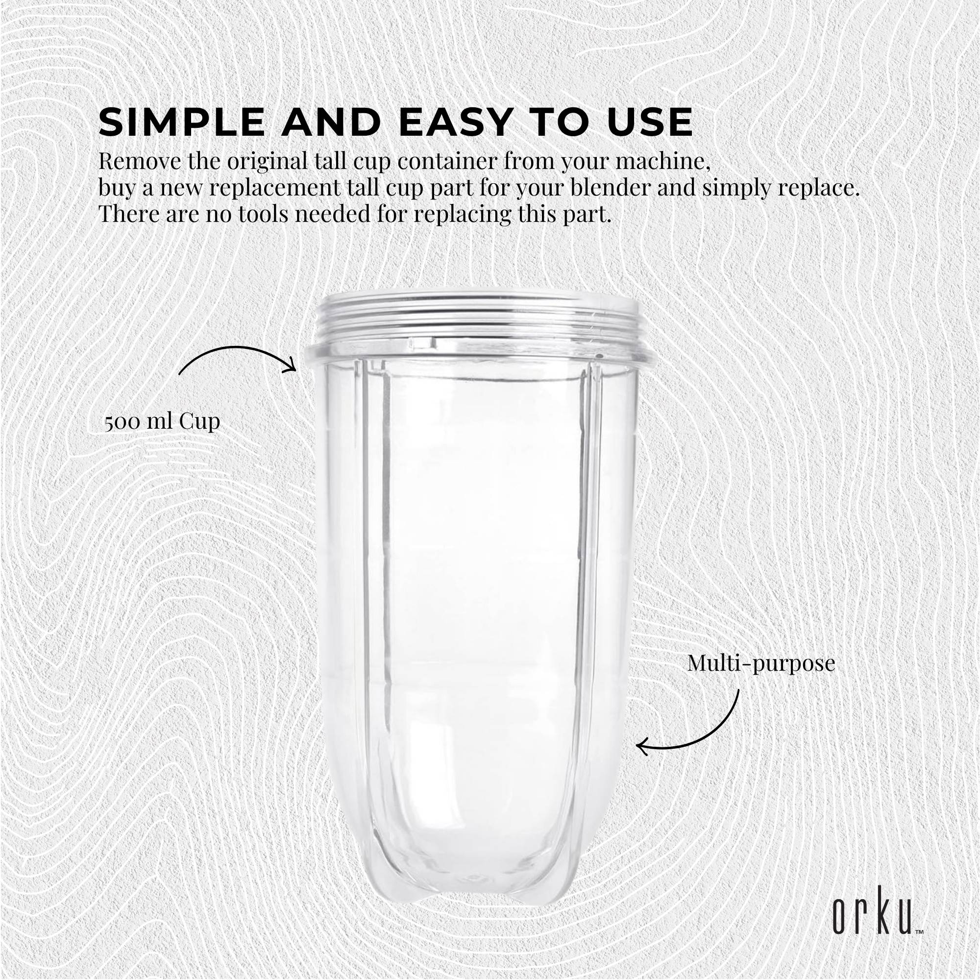 500ml Tall Cup Replacement Compatible with Magic Bullet Cross Blade Blender V238-SUPDZ-16803252998
