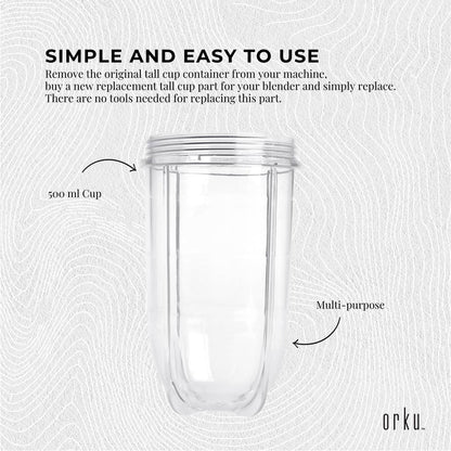 500ml Tall Cup Replacement Compatible with Magic Bullet Cross Blade Blender V238-SUPDZ-16803252998