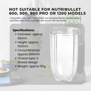 500ml Tall Cup Replacement Compatible with Magic Bullet Cross Blade Blender V238-SUPDZ-16803252998