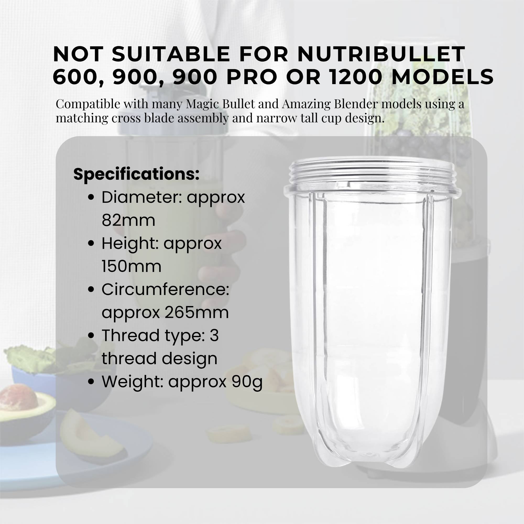 500ml Tall Cup Replacement Compatible with Magic Bullet Cross Blade Blender V238-SUPDZ-16803252998