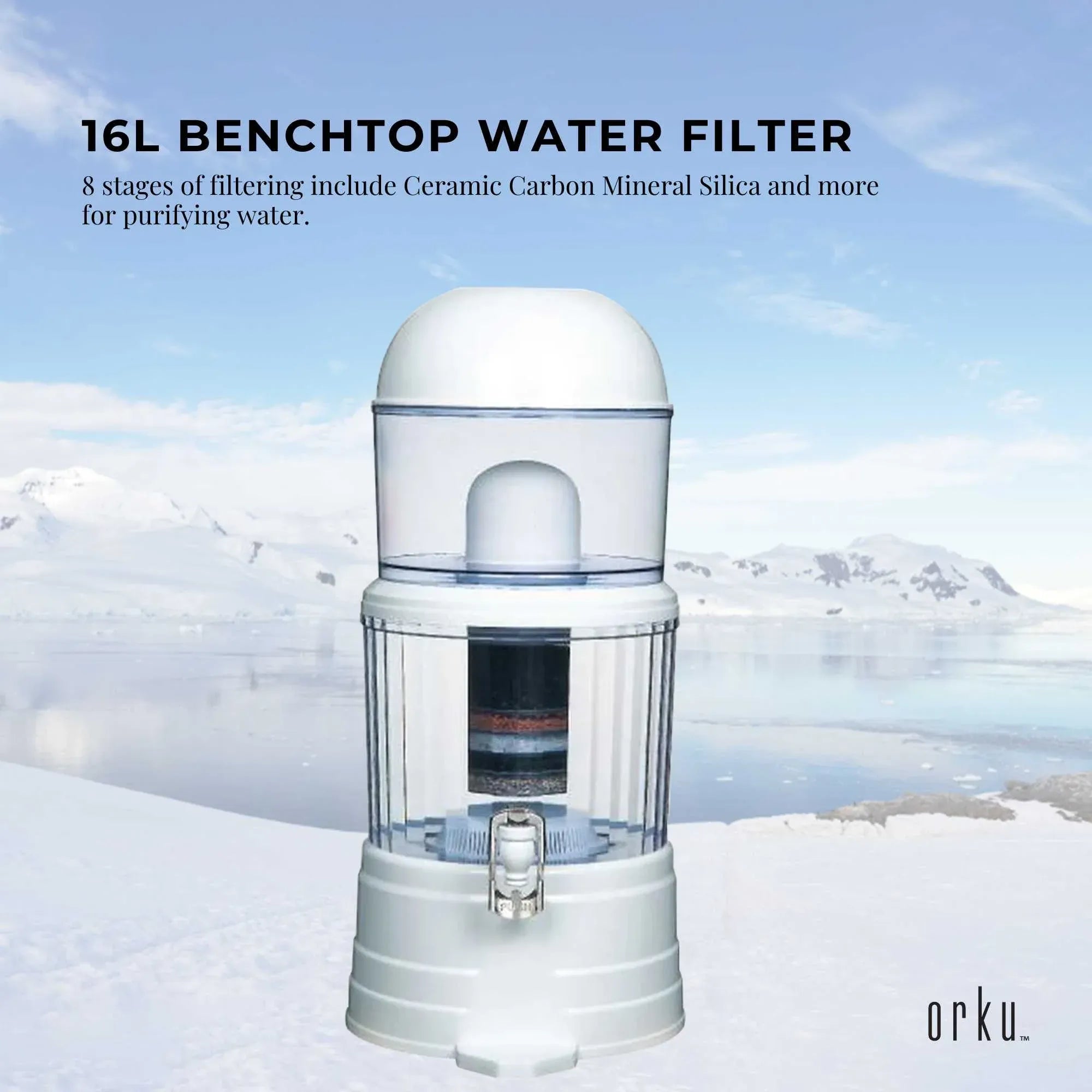 Orku 16L Benchtop Water Filters - 8 Stage Mineral Gravity Filtration System V238-SUPDZ-16803440134