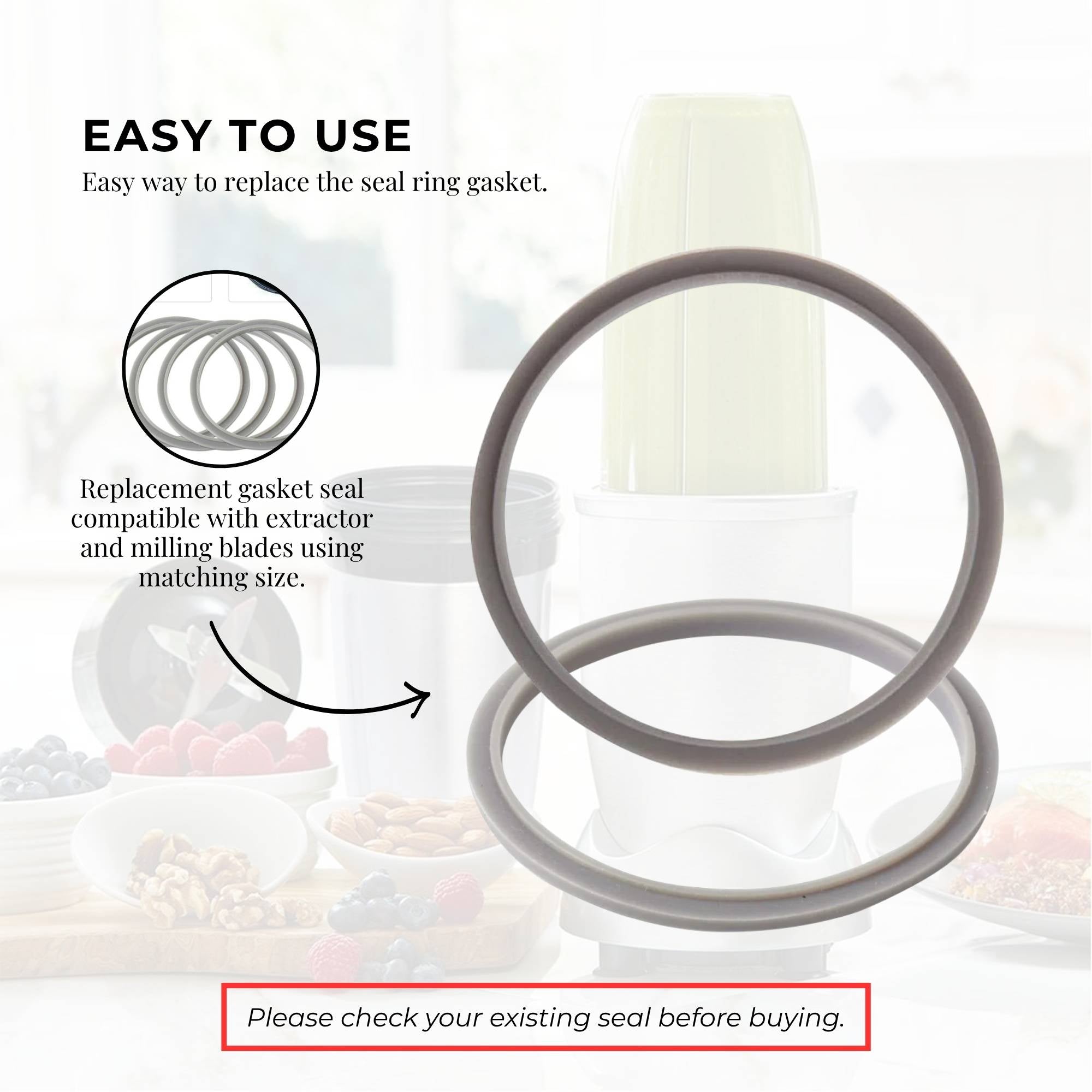 4x Grey Gasket Seal Ring Compatible with Nutribullet 600 900 1200W 90mm V238-SUPDZ-16803473030