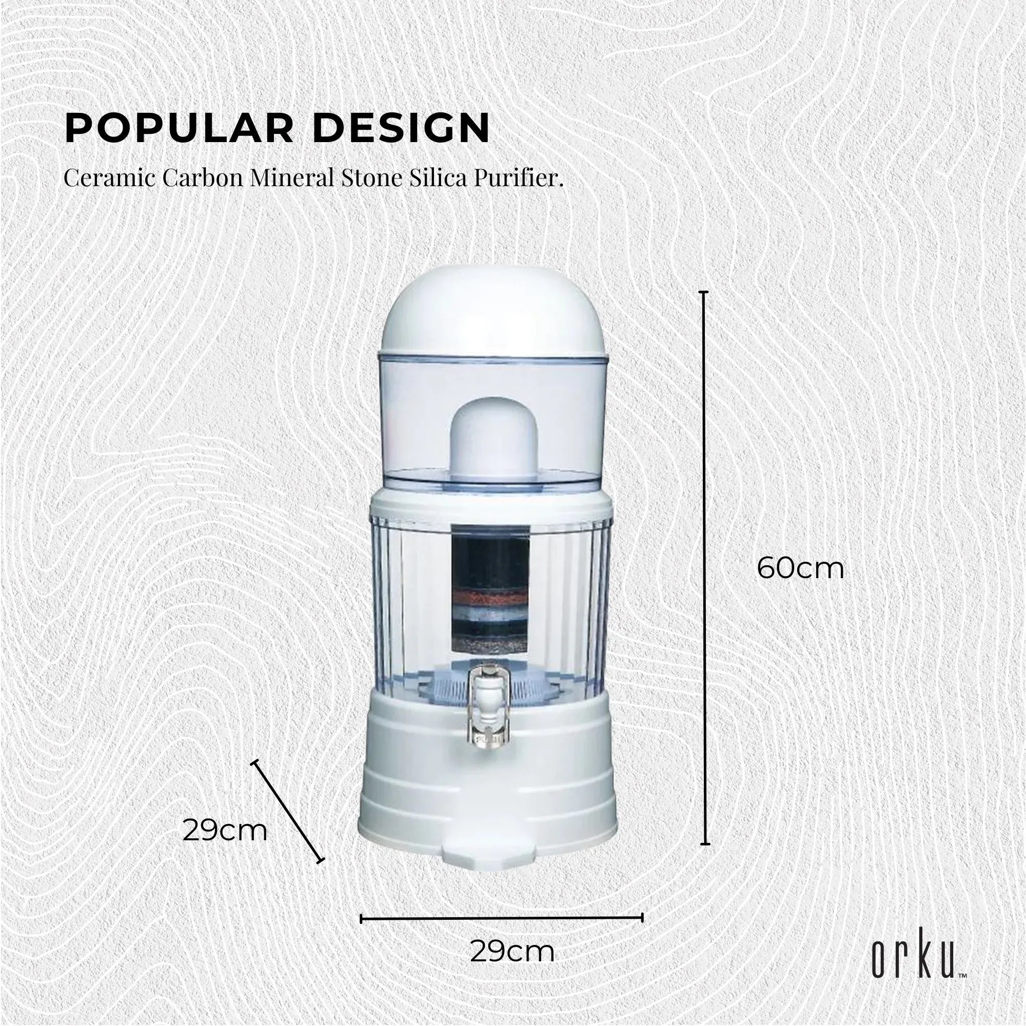 Orku 14L Benchtop Water Filter - 8 Stage Mineral Gravity Filtration System V238-SUPDZ-20677534854