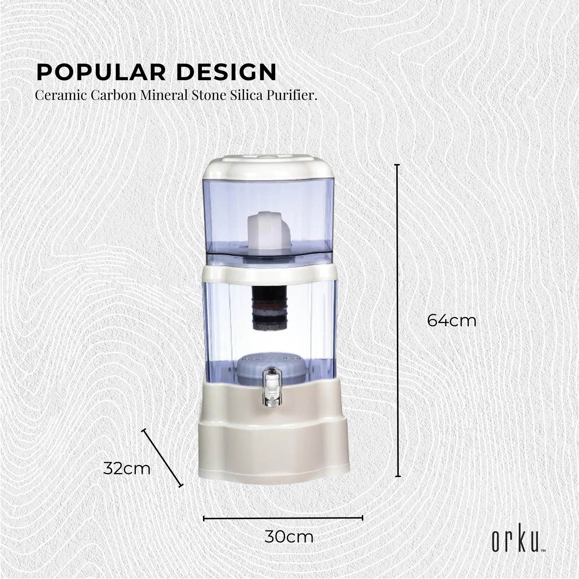 Orku 22L Benchtop Water Filters - 8 Stage Mineral Gravity Filtration System V238-SUPDZ-20678138374